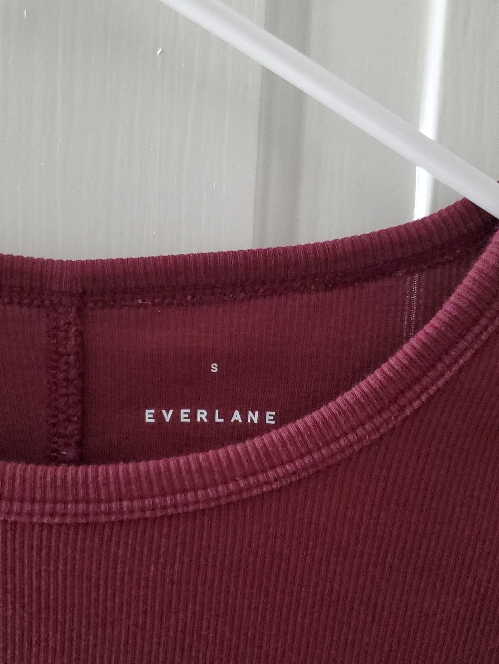 Everlane The Luxe Rib Long-Sleeve Crew, Burgundy (S)